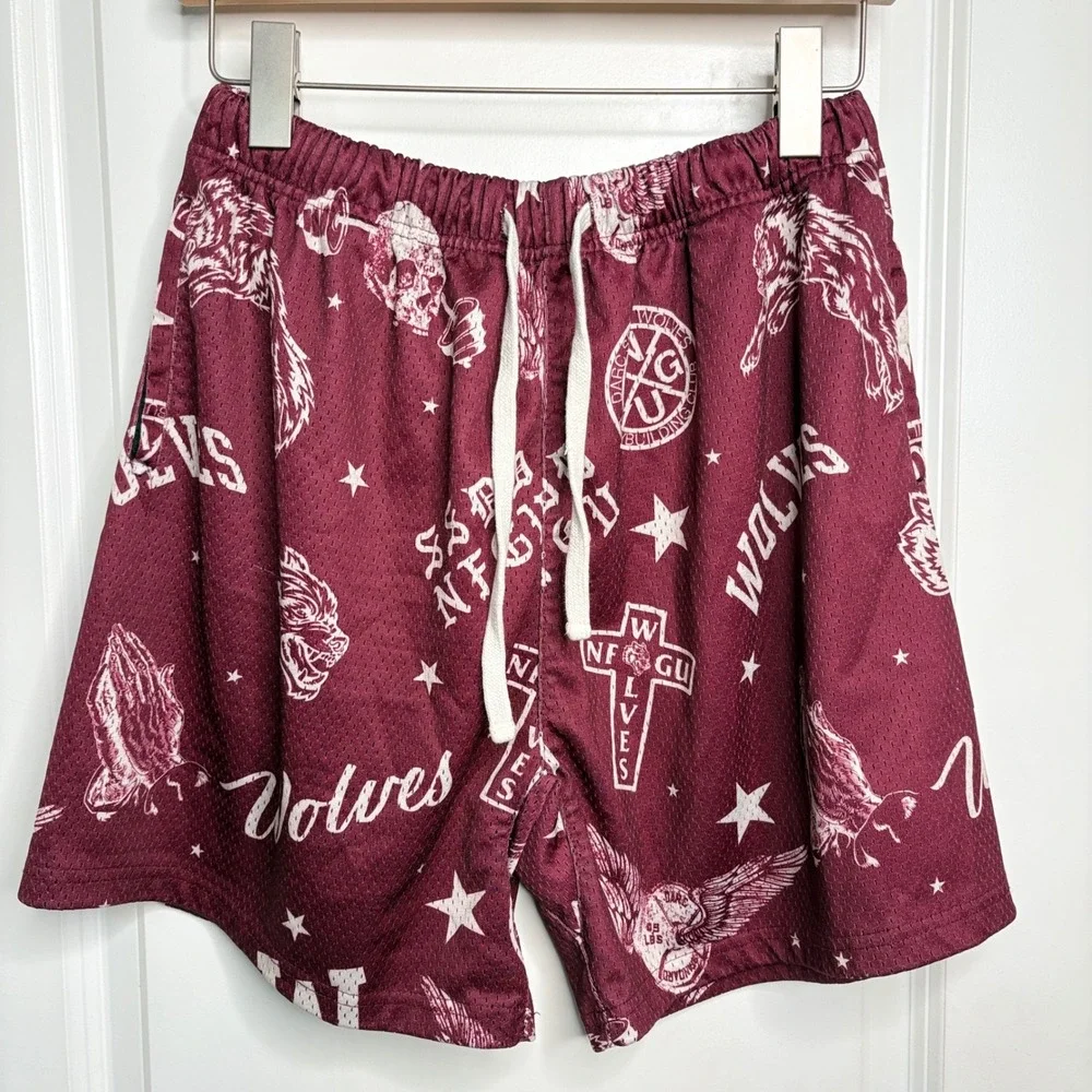 Darc Sport Athletic Shorts Wolves Mesh Burgundy Men's Medium Limited 377 of 1000